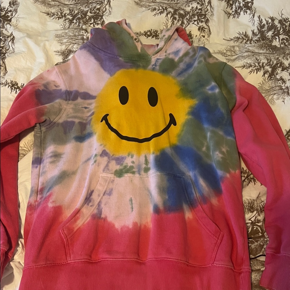Vibrant Tie-Dye Hoodie with Smiley Face